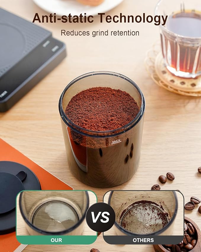 MOKKOM Coffee Grinder with Removable Coffee Scale, Anti-static Conical Burr Coffee Bean Grinder, 31 Precise Settings for Espresso/Drip/Pour Over/Cold Brew/French Press