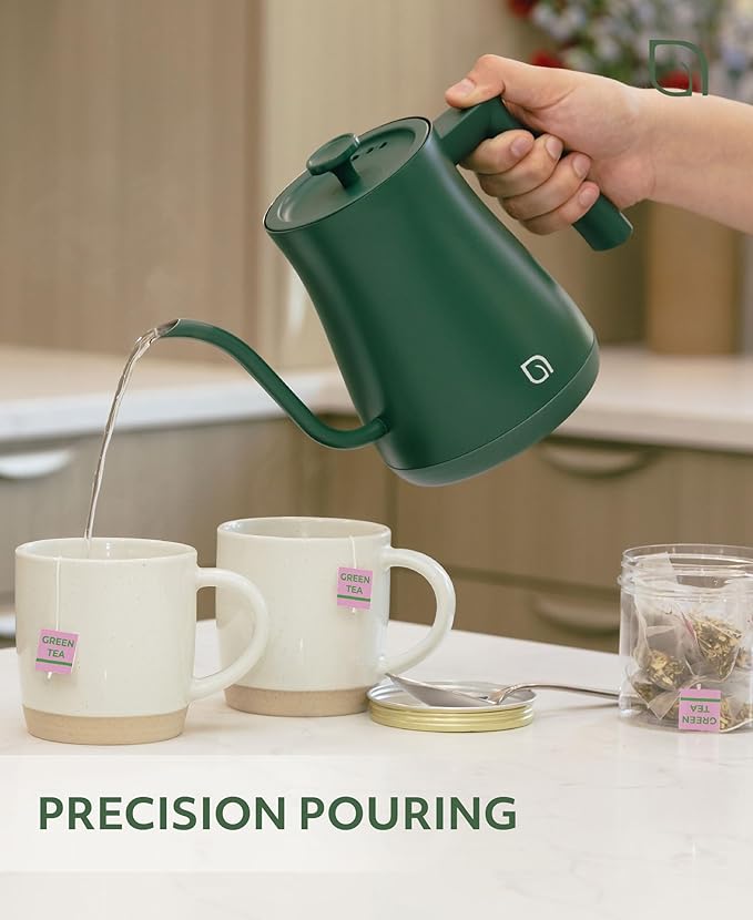 WILLOW ECO SERIES Gooseneck Electric Kettle with 5 Temperature Presets and Keep Warm Feature, 1L Pour Over Kettle for Coffee & Tea, 1200W Quick Heating with 100% Stainless Steel Interior Water Heater
