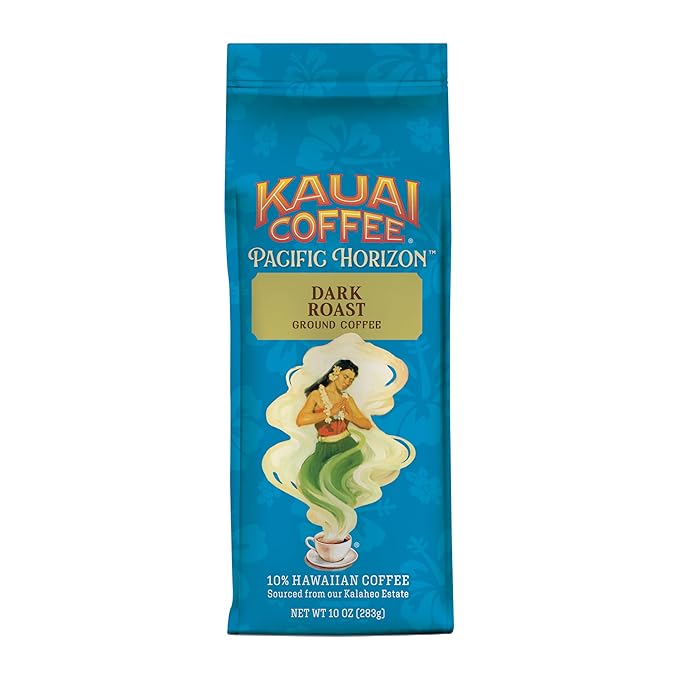 Kauai Coffee Ground Coffee – Smooth, Rich, Dark Roast – Nutty Notes with Chocolate Overtones – Arabica Coffee, 10% Hawaiian with No Bitterness – Koloa Estate, 1 Pack of 10oz