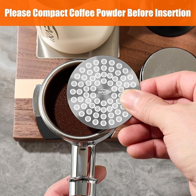 IKAPE 51mm Espresso Puck Screen, Food-grade 316 Stainless Steel Coffee Puck Screen-Ultra-thin, Ultra-light, Resusable Coffee Ground Filter Designed for Professional Baristas