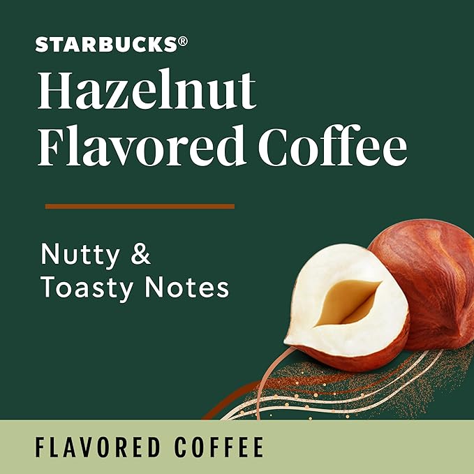 Starbucks Flavored Coffee K-Cup Pods, Hazelnut Flavored Coffee, Made without Artificial Flavors, Keurig Genuine K-Cup Pods, 10 CT K-Cups/Box (Pack of 2 Boxes)