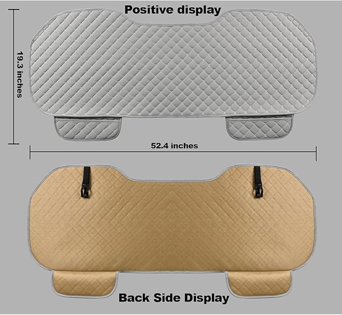Car Seat Covers Gray Universal Car Seat Cushion, Rear Bench Seat Protective Mat pad for Car Truck SUV and Baby Skin-Friendly (Gray-Rear)
