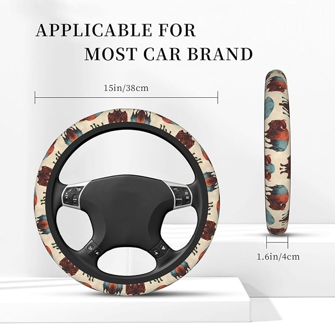 America Bison Universal Fit Steering Wheel Cover for Car, Truck, and SUV, Durable Steering Wheel Protection