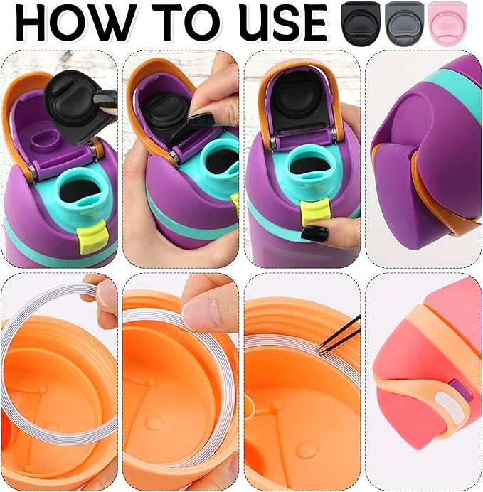 3 Sets Replacement Seal Stopper and O Ring Gasket Compatible with Owala FreeSip 24oz 32oz,Water Bottle Lid Insert Cap Rubber Seal Parts for Owala 16/19/24/32/40oz Mouth Piece Accessories Z3K9
