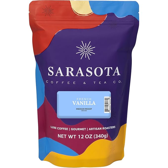French Vanilla Ground Coffee 12oz – Vanilla Flavored Coffee, Medium Roast Gourmet Arabica, Smooth & Sweet Specialty Grade