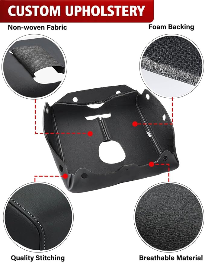 KBH Center Console Armrest Cover Replacement for Chevy Silverado & GMC Sierra 2020 2021 2022 2023 2024 2025 2026, Jump Seat, Arm Rest Lid Upholstery, Vinyl Leather, Anti-Scratch, Black
