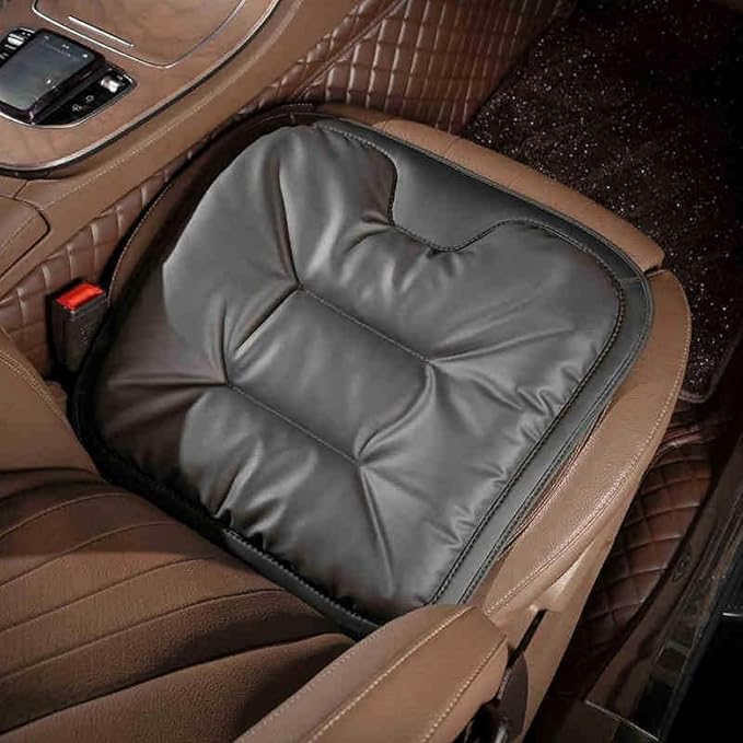 Skin-Friendly & Dirt-Repellent Leather Seat Cushions, Universal Non-Slip Breathable Memory Foam Seat Pad for Car (Black)