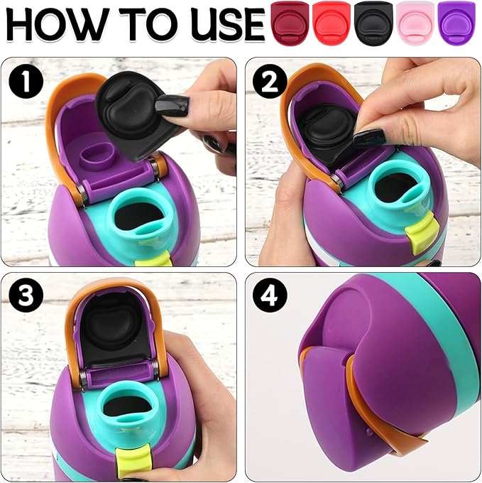 Rubber Seal Replacement Stopper Compatible with Owala Freesip16/19/24/32/40oz Spout Lid,5 Pcs Water Bottle Gasket Silicone Cap Insert Gasket Stopper Replacement Parts Accessories (5 Colors 2)
