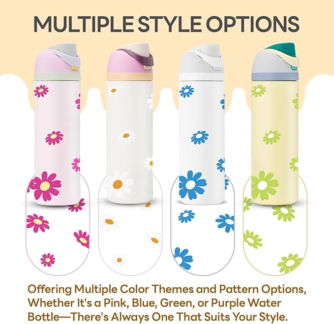 4PCS Daisy Stickers for Owala Water Bottle, Stickers Waterproof Compatible with Urban Outfitters Owala Bottles, Tumbler Cup Accessories Decal Decorate