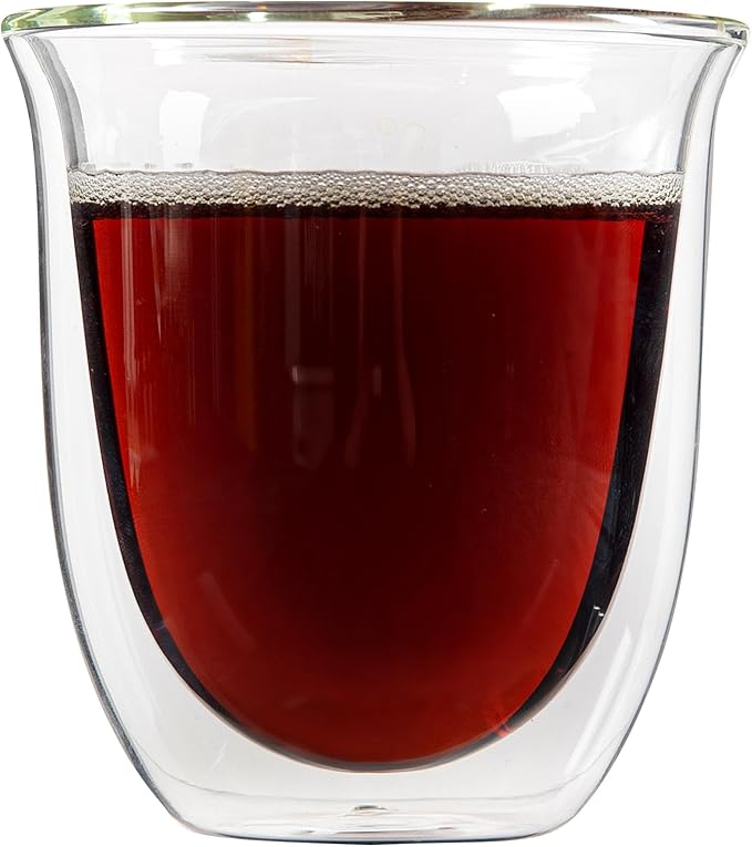Restaurantware Coffee Cup 12 Pack of 6.8 oz Insulated Double-Wall Glass Borosilicate Coffee Cup Espresso Shot Dishwasher Safe For Hot Drinks
