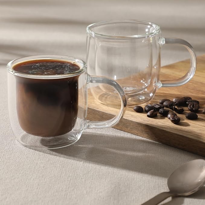 Mr. Coffee Salon Espresso 3 OZ Double Wall Insulated Glasses Mugs (Set of 2)