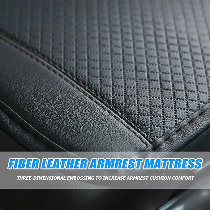 Armrest Pad for Car, PU Leather Auto Center Console Cushion Mat, Four Seasons Automotive Armrest Seat Box Cover, Universal Vehicle Interior Accessories for SUV, Truck, Van (Black)