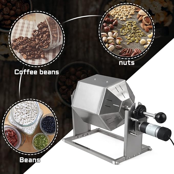 Coffee Bean Roaster with Cooler Gas 3.8L Coffee Bean Baker Drum Type Stainless Steel for Home and Commercial Use