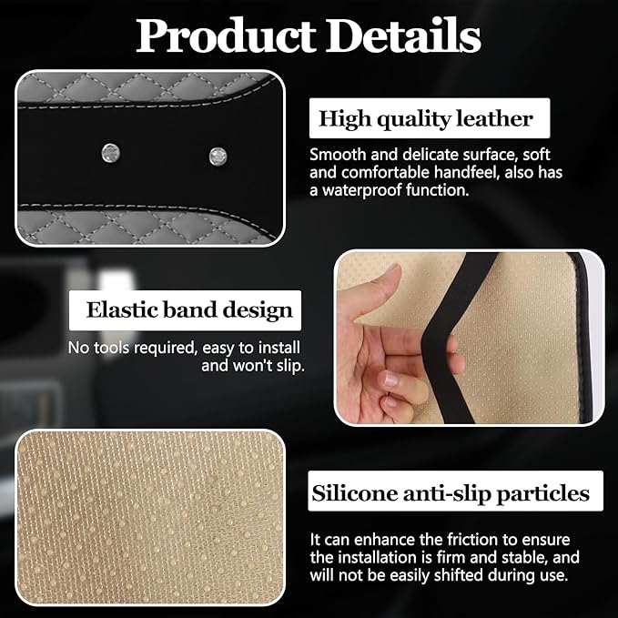 Bling Crown Car Center Console Cover, 12.7"×7.7" Armrest Cover for Cars, Waterproof Leather Arm Rest Box Pad Cushion, Universal Middle Console Cover Protector, Car Accessories (Gray)