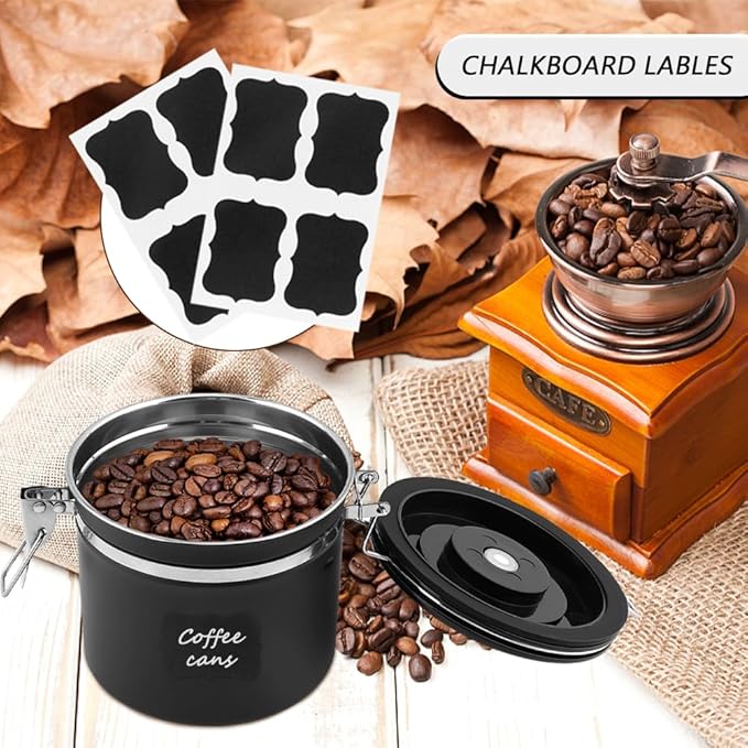 21oz Stainless Steel Airtight Coffee Canister with CO2 Valve & Date Tracker, Perfect for Coffee, Tea, Sugar, and More – Home & Office Use