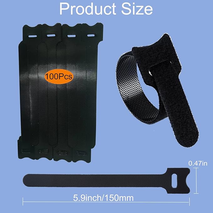 100PCS Cable Ties, 6-Inch Reusable Cord Organizer, Multifunctional Wire Organizer, Perfect for Cable Management in the Home, Office and Garden
