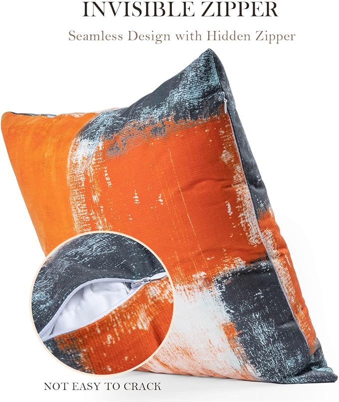 Decorative Throw Pillow Covers Burnt Orange Cushion Cover Taupe Abstract Art Painting 4 Pcs Pillowcase 18x18 Inch for Sofa Couch Bedroom Living Room Outdoor Home Décor