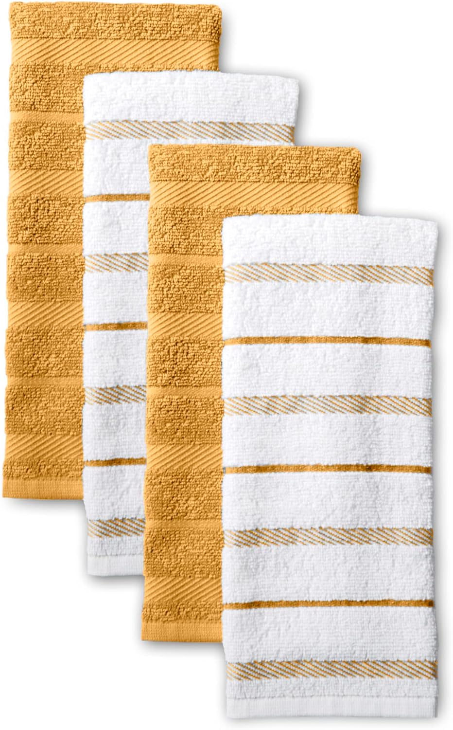 KitchenAid Albany Kitchen Towel 4-Pack Set, Milkshake Tan/White, 16"x26"