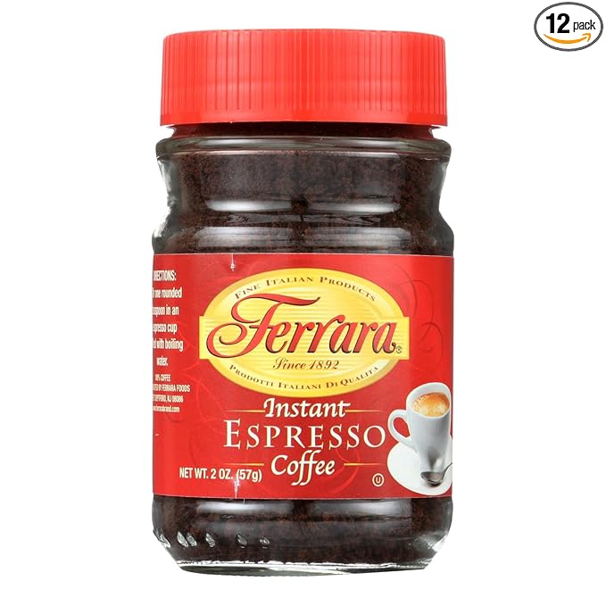 Ferrara Instant Espresso Coffee, 2 Oz (Pack of 12)