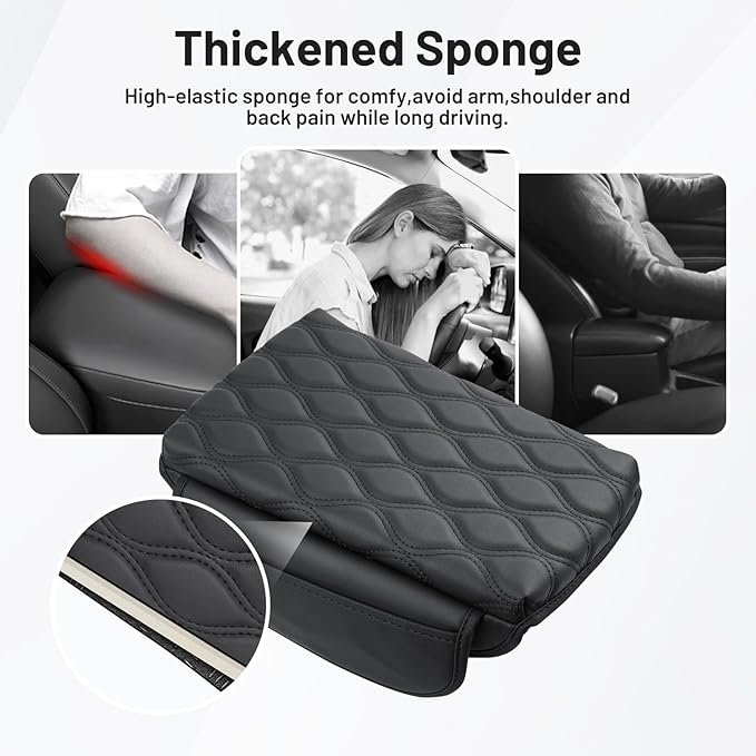 Autorder Center Console Cover for 2022-2025 2026 Hyundai Santa Cruz Accessories Armrest Cushion Cover Nappa Leather Middle Console Covers Anti-scratch Cushion Pad with Pockets Storage Bag