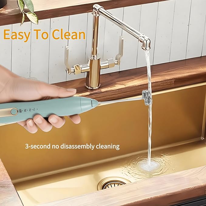 Rechargeable Milk Frother Handheld,Kitchen Essentials Hand Mixer with 3 Stainless Whisks Heads,Electric Whisk Frother for Latte, Cappuccino,Matcha, Egg, Milk Powder,with Stand (green)