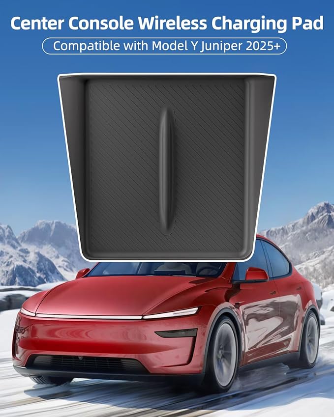 Model Y Juniper Centre Control Wireless Charging Mat，Center Console Wireless Charger Pad Compatible with Tesla Model Y Juniper 2025 (Model y Juniper Charger mat B)