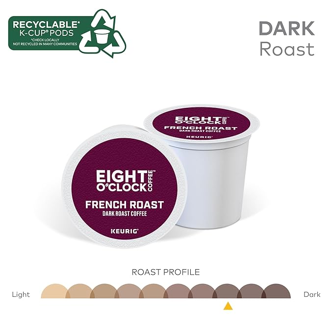 Eight O'Clock Coffee French Roast, Single-Serve Coffee K-Cup Pods, Dark Roast, 60 Count