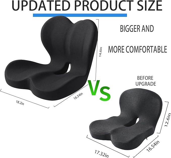 Memory Foam Seat Cushion for Truck Driver & Car Driving - Ergonomic Driver Seat Lab Cushion with Lumbar Support, Adjustable Strap, Non-Slip Pad for Back Pain and Sciatica Relief