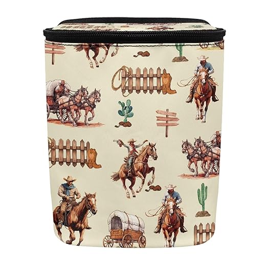 Western Cowboy Car Trash Can Southwest Aztec Native Cow Mini Auto Garbage Bin with Lid Leak Proof Hanging Car Rubbish Bags Automotive Organizer Accessory for Back Front Seat