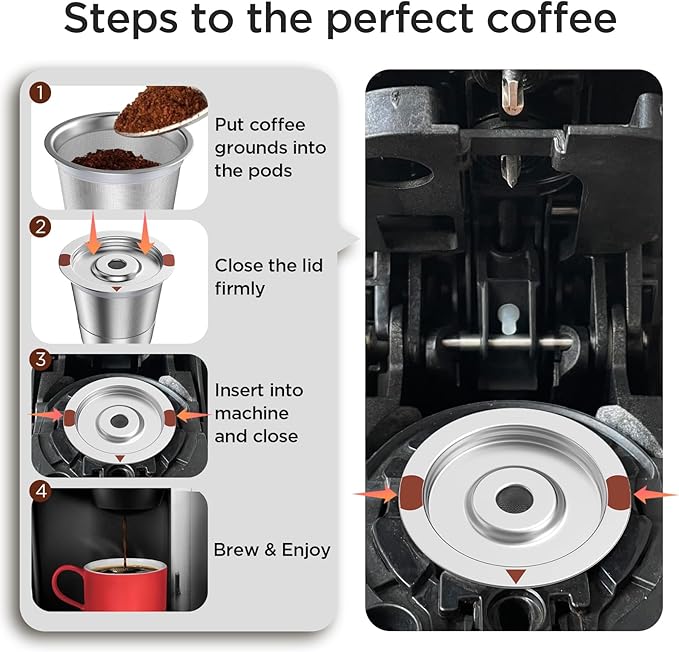 Reusable k Cup Coffee Filters,Universal stainless steel Refillable k Cups Filter Use for Keurig 2.0 and 1.0 Coffee Makers-brewers (2-Stainless steel)