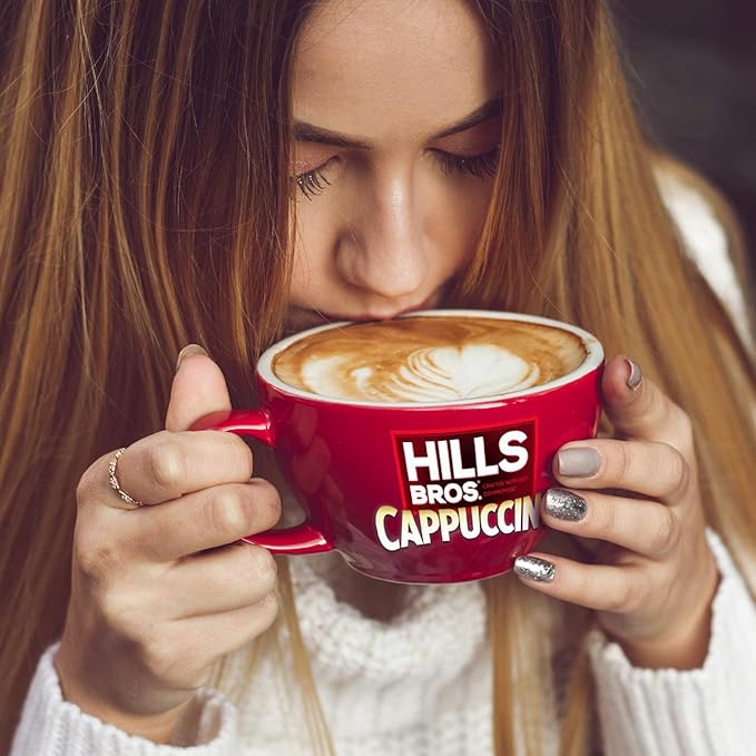 Hills Bros. Cappuccino Mix–Rich, Frothy Coffeehouse-Tasting Instant Drink Mix–Quick and Easy Preparation–Perfect for Hot & Iced Drinks & Creaming Coffee – English Toffee, 1 Pack of 16oz