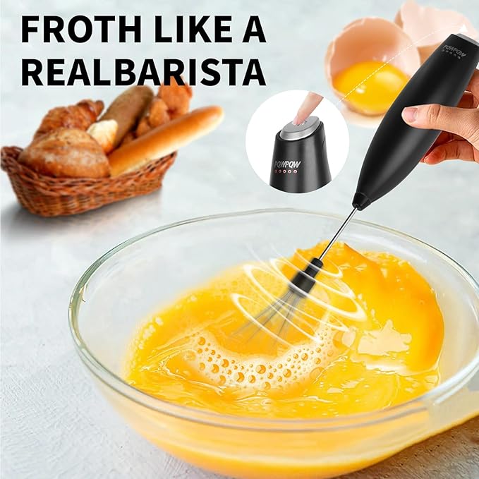 Portable Milk Frother - 15s Creamy Froth, Multifunctional, Battery-Powered, Easy to Clean, Perfect for Travel, Coffee, Matcha, Blended Drinks ! (Blackl, 1)