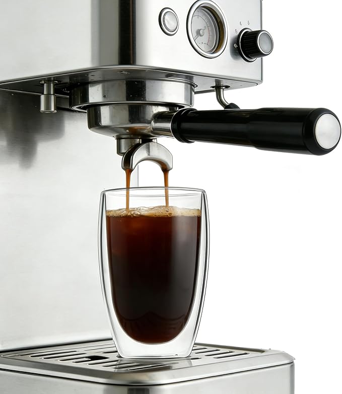 Etolies 6 Pack Double Wall Glass Coffee Mugs, 15oz Glass coffee Cups, Drinking Glasses, Insulated Borosilicate Thermo Cups for Hot & Cold Beverages - Espresso, Latte, Tea, Cappuccino