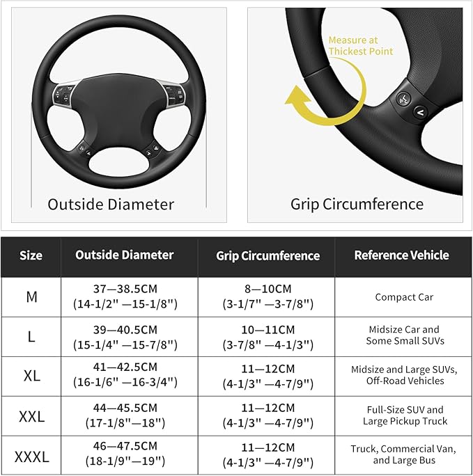 Suede Leather Steering Wheel Cover Wrap Kit - DIY Stitch-On for 17-18" Wheels, Superior Sweat Absorption & Non-Slip Grip, Comfortable & Durable Year-Round Upgrade