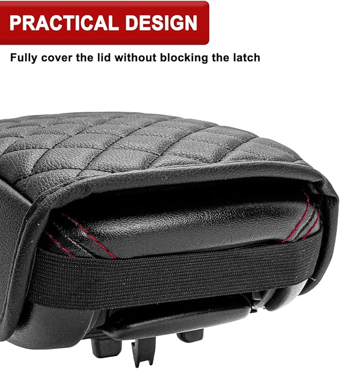 KBH Center Console Armrest Cover for Jeep Compass 2017 2018 2019 2020 2021, Middle Console Lid Covering, Arm Rest Cushion Pad, Vinyl Leather Interior Accessories, Black