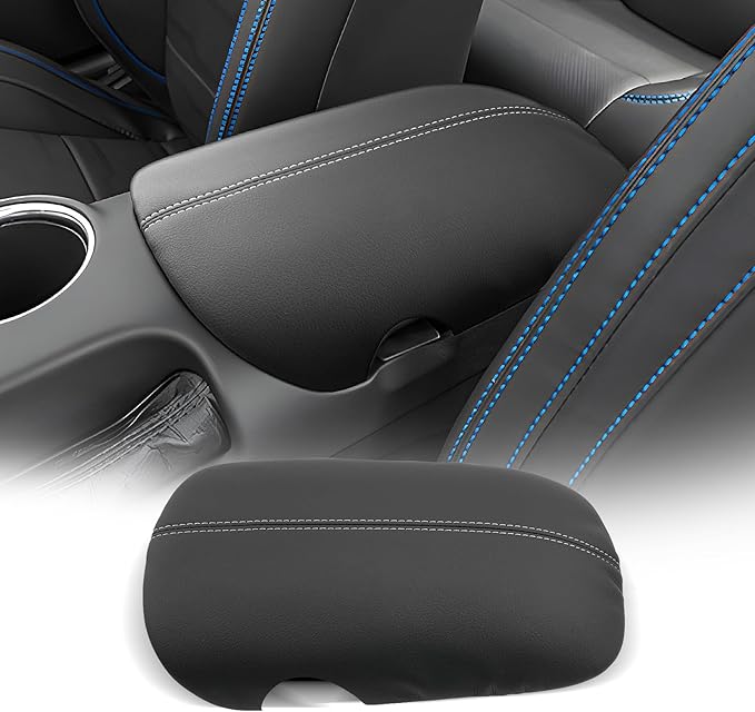 CDEFG for Ford Mustang 2024-2025 2026 Center Console Cover Armrest Box Cover for Mustang 2024 2025 2026 Accessories Console Arm Rest Protector White Line