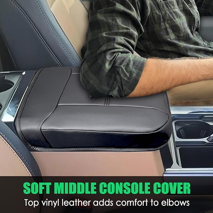 Center Console Cover for 2023 2024 2025 Ford F250 F350 F450 F550 Bucket Seats, Scratch-Resistant Armrest Cover for 2023 2024 2025 Ford Super Duty Accessories (Bucket Seat Only)