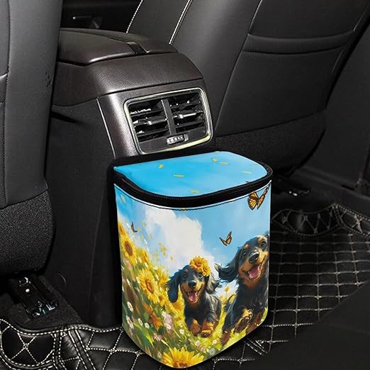 Cute Dog Car Trash Can Easy Installation Vehicle Trash Can for SUV Truck Van Leak Proof Vehicle Trash Can Hanging Car Interior Accessory Fit Most Cars, Trucks, SUVS, or Vans