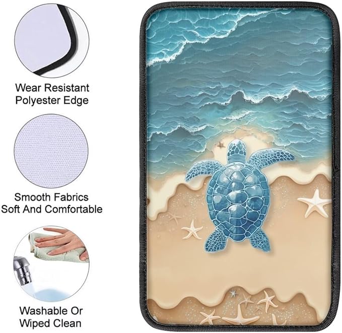 Cute Turtle Car Console Covers Armrest Console Cover Soft Car Center Console Cover Accessories Protect from Pet Claws Universal Cars Interior Accessories Decoration