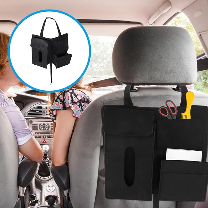 Felt Backseat Car Organizer 2pcs Hanging Storage Bags with Multi Pockets for Vehicle Seat Back Storage and Car Interior Organization