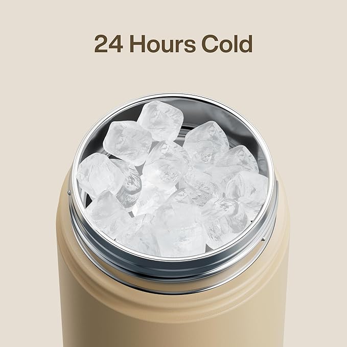 Kids Insulated Water Bottle with Straw - 12oz Stainless Steel Water Bottle with Dual Spouts, Leak-Proof, BPA-Free, Double Wall Vacuum Keeps Cold for 24 Hours for Sports, Travel, School (Indian Khaki)