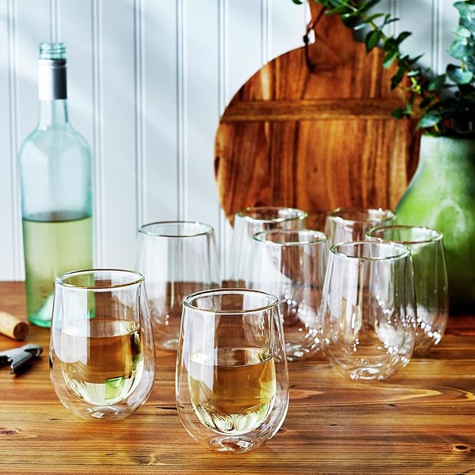 ZWILLING Sorrento 2-pc Double-Wall Stemless White Wine Glass Set, 10-oz, 296ml