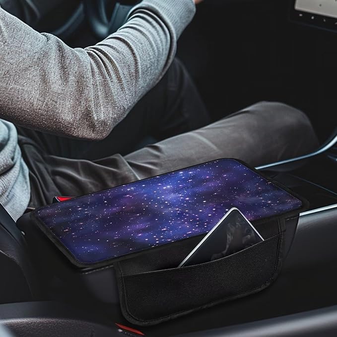 Dreaweet Galaxy Design Center Console Cover,Car Armrest Cover with Pockets Auto Accessories Interior Console Covers for SUV Trucks Soft Comfy Car Arm Rest Cover Pad