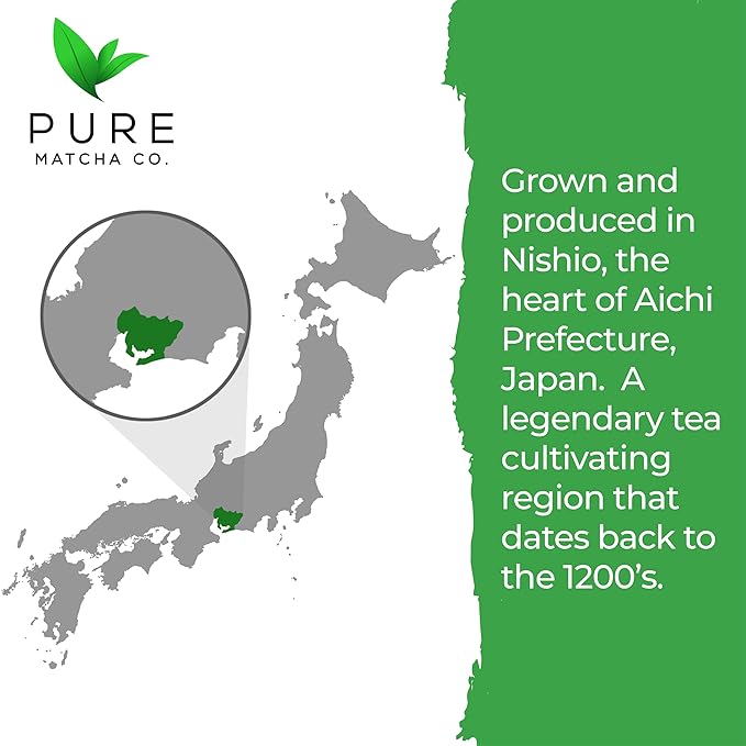 Pure Matcha Co | Premium Ceremonial Grade Matcha Green Tea Powder | Authentic Japanese Origin | Sugar Free | 30g, 1.06oz