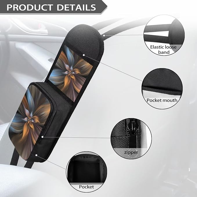 Brown Flower Auto Seat Storage Hanging Bag Multifuctional Storage Box Front Seat Phones, Drink, Stuff Holder Car Accessories for Car, SUV, Trucks