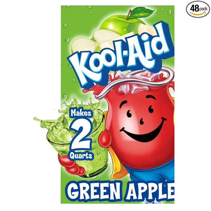 Green Apple Kool Aid Powdered Drink Mix (Pack of 48)