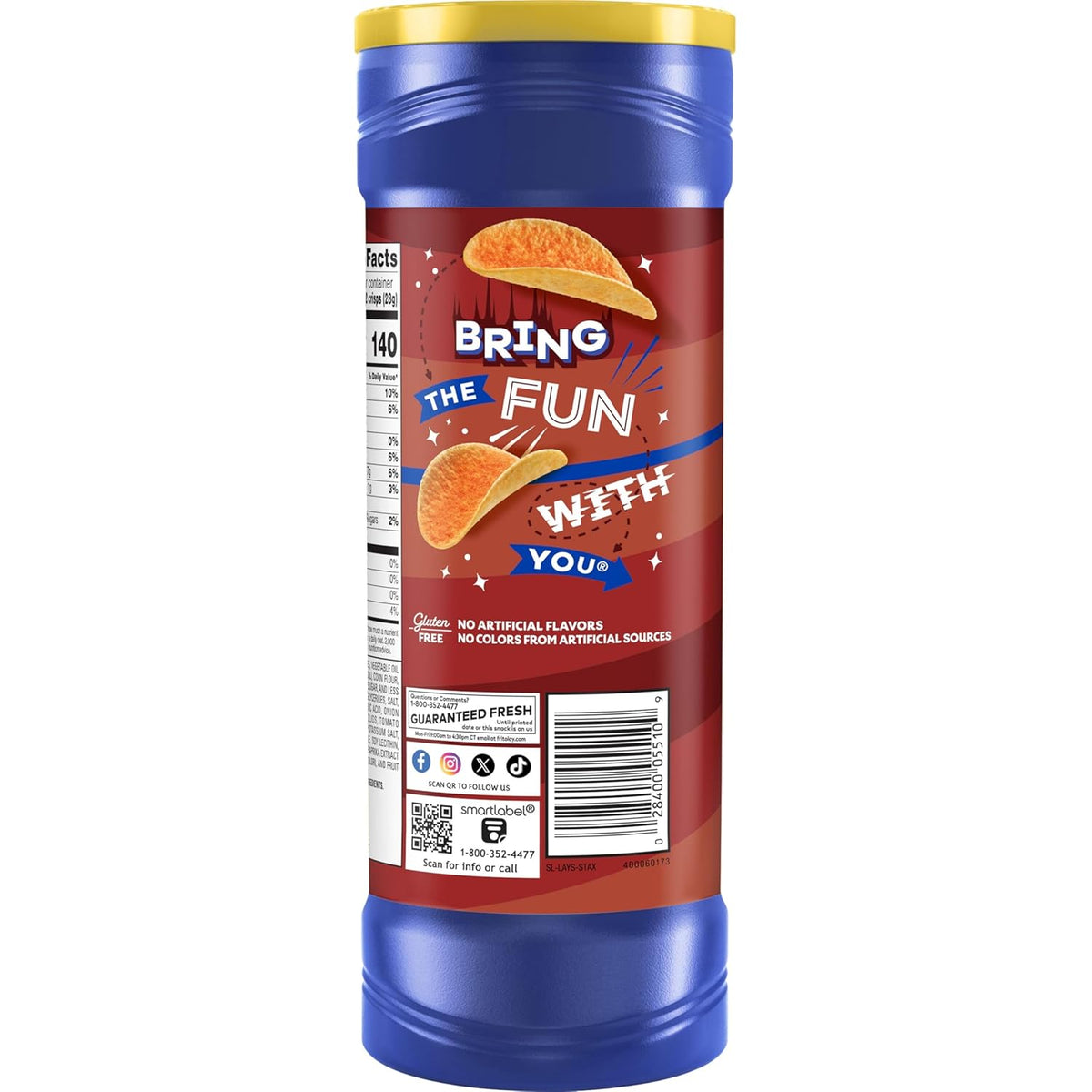 Lay’s Stax Potato Crisps Chips, Mesquite BBQ, Gluten Free, 5.5 Oz Canister Pack