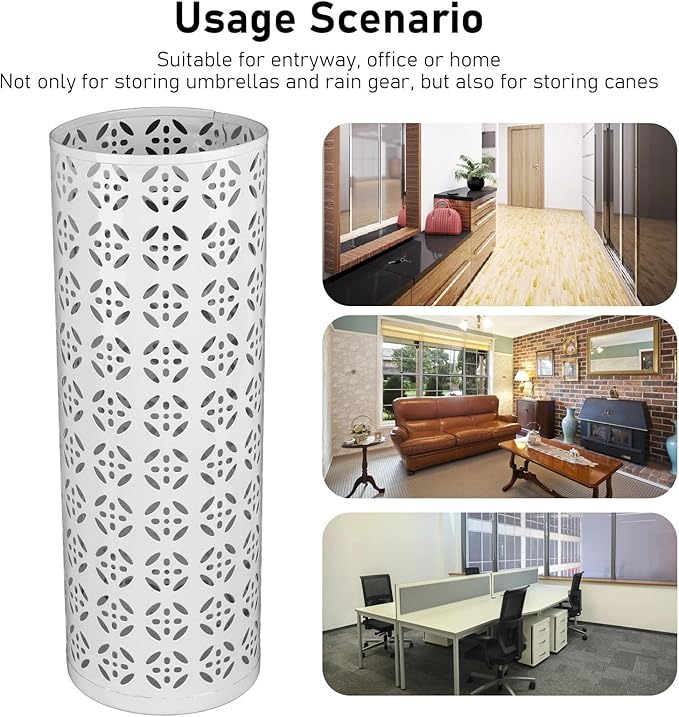 Round Umbrella Organizer Bin, Freestanding Metal Umbrella Holder Umbrella Stand Rack for Entryway, Canes Walking Sticks Holder Rain Collection for Home, Office (Large)