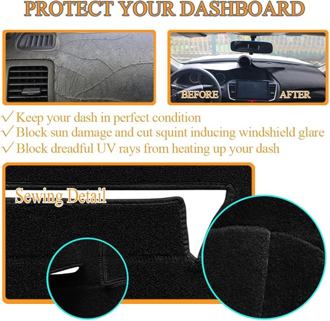 Dash Cover Dashboard Cover Mat Fit for 1981-1991 Chevrolet Chevy C/K/R/V Series Blazer,GMC C/K/R/V Series Jimmy (Black)