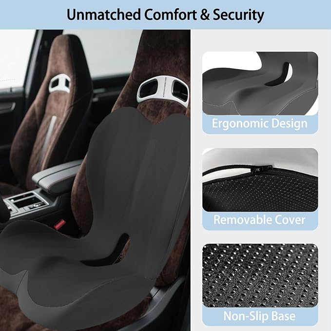 Seat Cushion for Truck Driver | Office Chair Seat Cushions for Office Chair with L-Shaped Ergonomic Design | Memory Foam Chair Cushion for Long Sitting Office Worker